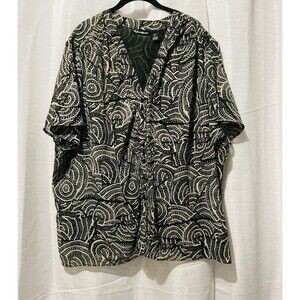 CLULUZ COLLECTION BLOUSE BROWN/BLACK  Short SLEEVE POLYESTER SIZE 3X